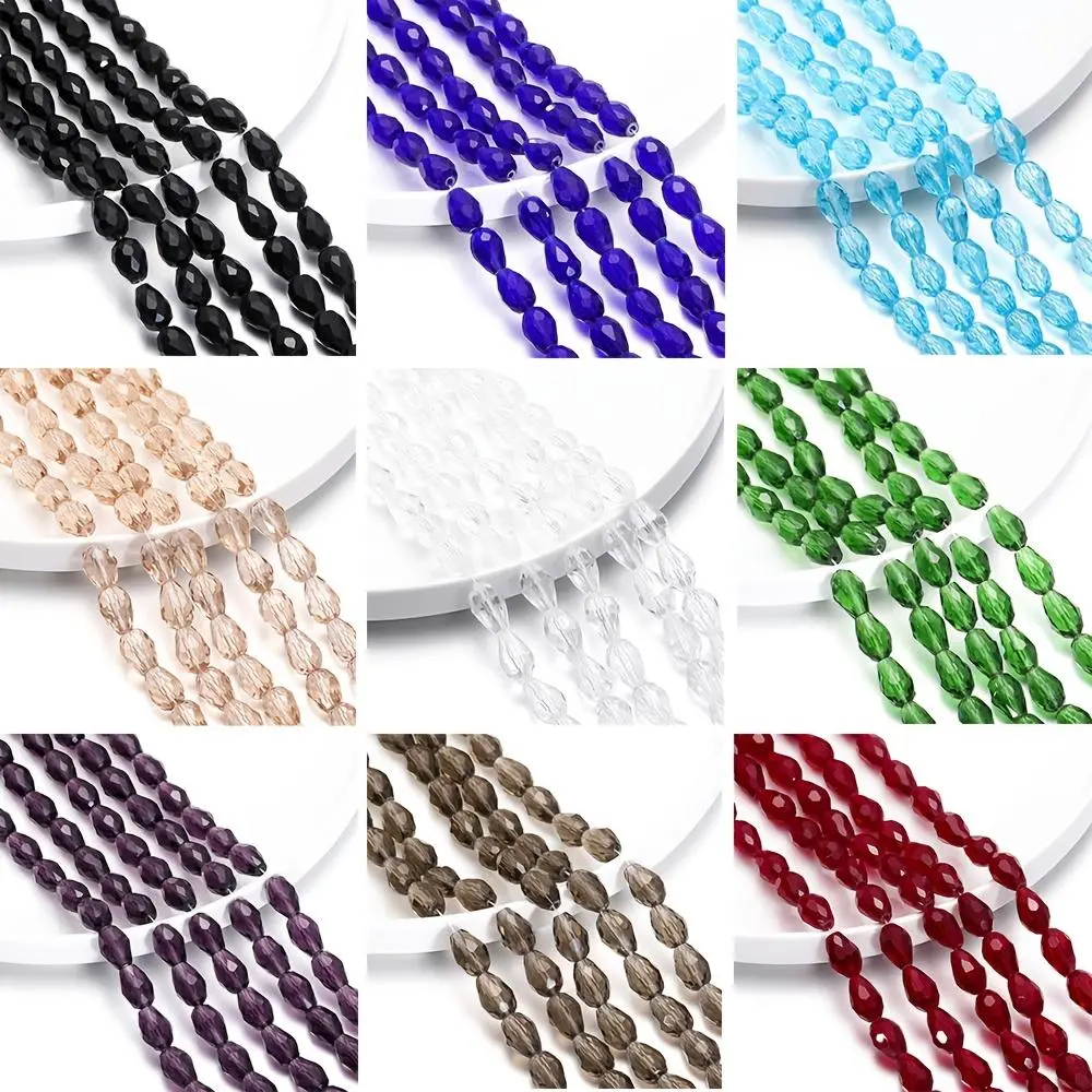 1 Strand 6-12mm Spacer Water Drop Shaped Beads AB Shine Glass Drop Pendant for DIY Earing Bracelet Jewelry Making Accessories