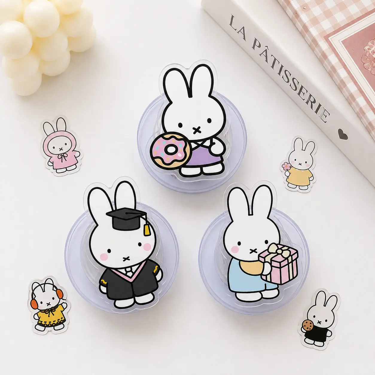 Cute Bunny Couple Magsafe Phone Grip Set - Magnetic Pop Socket & Kickstand - Kawaii Cartoon Gift