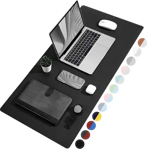 TOWWI Dual Sided Desk Pad, Large Desk Mat, Waterproof Desk Blotter Protector Mouse Pad, Leather Desk Pad Large for Keyboard and Mouse (36" X 17", Black) Towwi