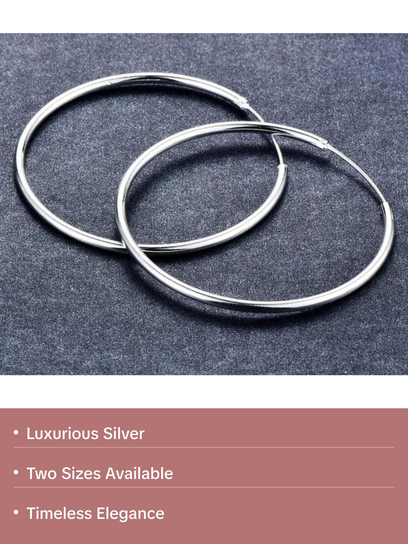 Sterling Silver Round Hoop Earring - Classic Design with Elegant Finish