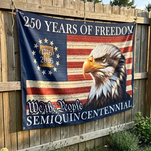 250 Years of Freedom Patriotic Eagle Flag, Weatherproof Polyester Semiquincentennial Outdoor Decor