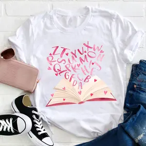 Love In Book Teacher T-Shirt,Valentines Day Shirts For Woman,Heart Shirt,Cute Valentine Shirt,Valentines Day Gift,Valentines Gift
