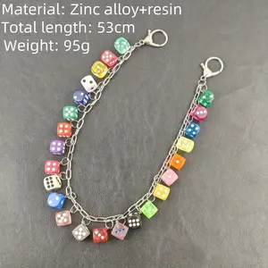 2026 Lucky Colorful Dice Pants Chain Fashionable Unisex Single Waist Luxury Accessory Hip-Hop Keychain, Easy And Versatile