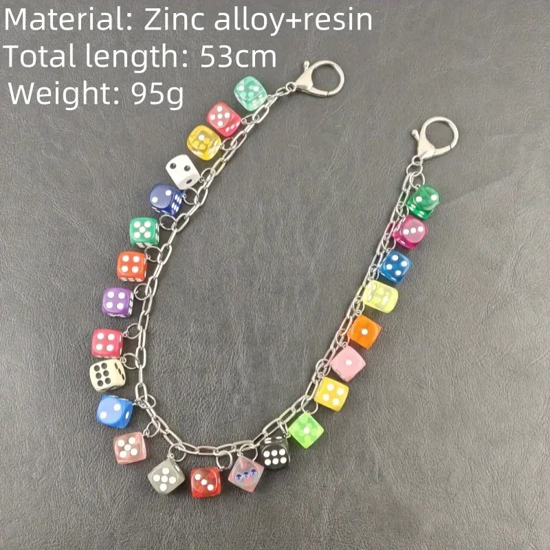 2026 Lucky Colorful Fabric Dice Pants Chain - Unisex Single Waist Luxury Hip-Hop Keychain, Easy & Versatile, Keychains for Women, Spring Glow-Up Outdoor Accessory summerwins