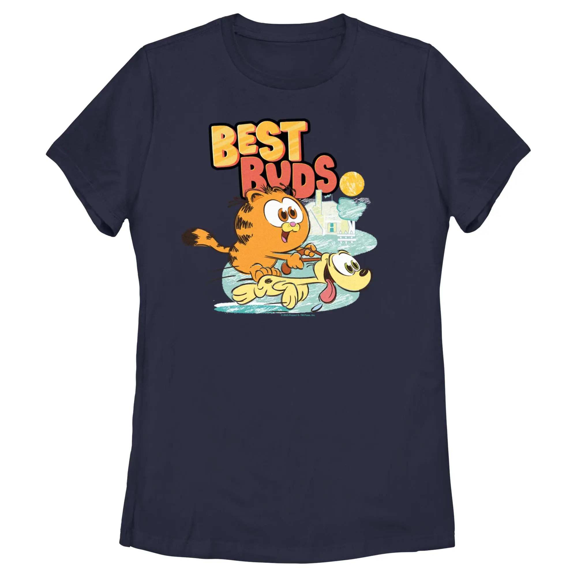 Women's The Garfield Movie Best Buds Short-Sleeve Casual Fashion Fit Apparel T-Shirt, Shortsleeve, Baby