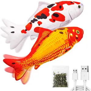 TOOGE 2 Pack 11" Floppy Fish Cat Toys with Silvervine and Catnip for Indoor Cats for Small Dogs Interactive Automatic Flopping Fish Cat Kicker Toys for Cats Puppy Small Dog TOOGE