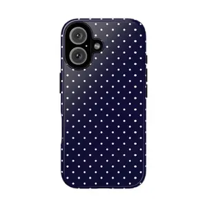 Minimalist White Polka Dot Pattern Phone Case Cover for iPhone 17, 17 Pro, 16 Pro Max, 15 Plus, 13, 13 Mini, 11, 12, XS, 8 Plus, 7 - Glossy 2-in-1 Case