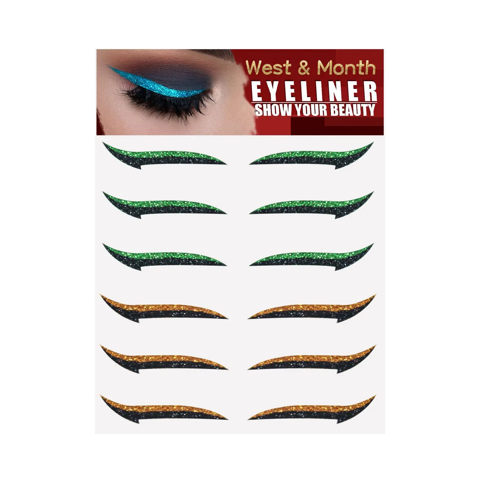 West&Month Reusable Eyeliner Stickers, Double Eyelid Stage Makeup Party Nightclub
