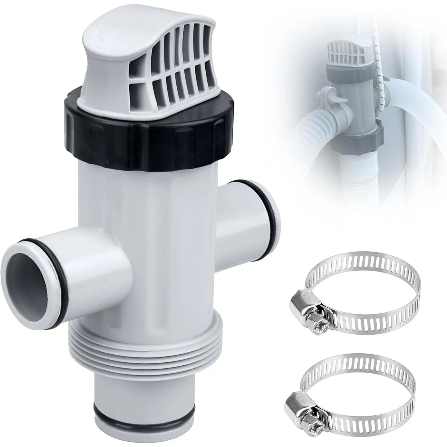 Pool Hose Plunger Valve for Intex Above Ground Pool and Pool Pump, Above Ground Swimming Pool Accessories 11872 Dual Split Hose Plunger Valve Replacement Parts for Intex Filter Circulation System