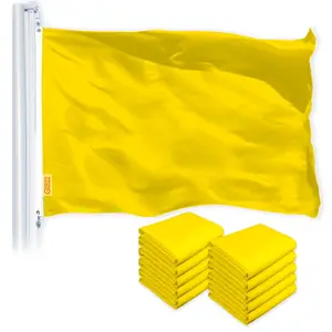 G128 10 Pack: Solid Yellow Color Flag | 4x6 Ft | LiteWeave Pro Series Printed 150D Polyester | Indoor/Outdoor, Vibrant Colors, Brass Grommets
