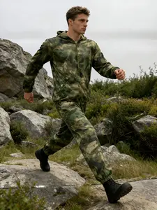 Army Hooded Set Breathable Mesh Top and Pants, Camouflage Costume for Outdoor Hunting, Party, Christmas Gift, Halloween Present