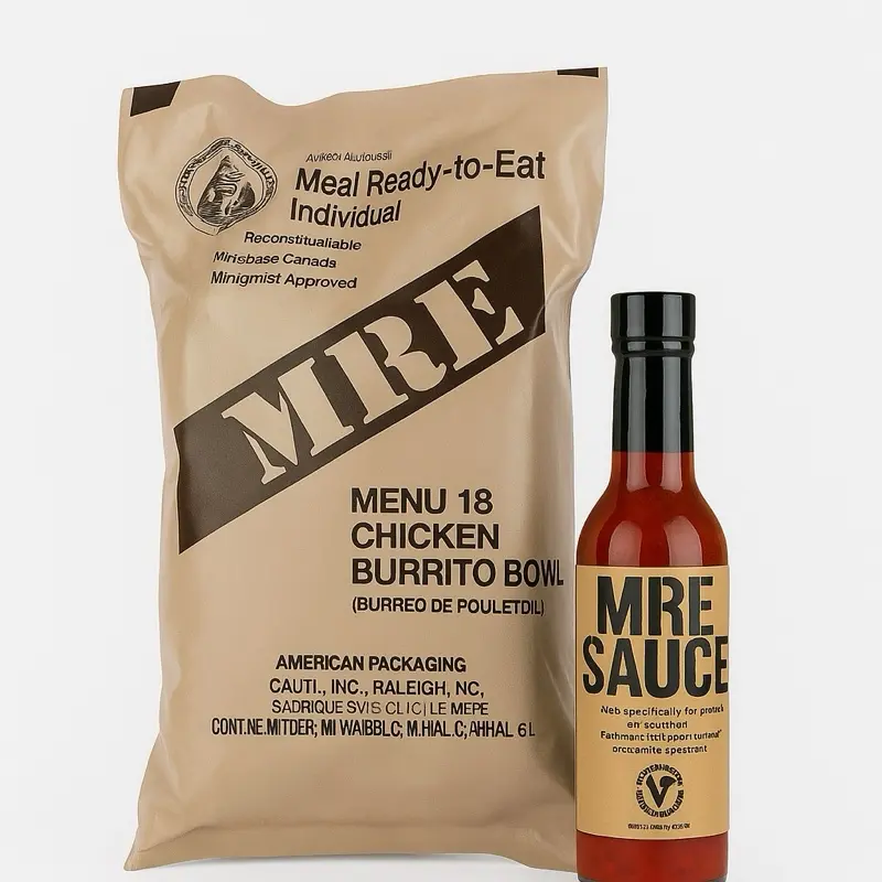 MRE Hot Sauce Survival Bundle – Random MRE + Red MRE Sauce Flavor Dip Sambal Warfighterapproved Veteransupport Southwestinspired Roastedtomatoesauce Burritos Tacos