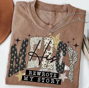 His Mercy Rewrote My Story Tshirt, Christian Women Tee, Preppy Everyday Jesus Floral Shirt, Bible Verse T-Shirt, Jesus Leopard Shirt Top Womenswear