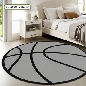 Velvet Round Carpet, Basketball Pattern Print Rug, Home Decor Floor Mat, Soft Non-Shedding, Multiple Sizes Available