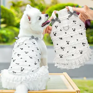 Spring Summer Lace Trim Pet Clothes, Breathable Layered Sleeveless Vest, Cute Fashion Outfit for Small Medium Dogs Cats Puppies Kittens