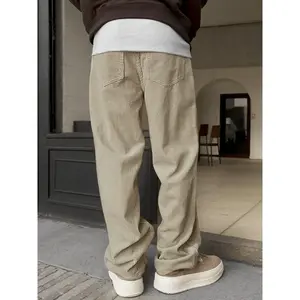 Men's Solid Pocket Drawstring Waist Pants, Casual Loose Fit, Casual Relaxed Fit, National Day Clothing, Loose Casual Comfy Straight Leg Trousers for Daily Wear, Casual Lounge Pants, Woven Bottoms for All Seasons