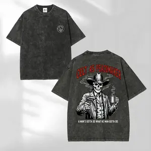 Men's 100% Cotton Vintage Washed John Wayne Colt .45 Pistol Graphic T-Shirt – Western-style firearm print, tactical design, perfect for rodeo enthusiasts, ranchers, and country music fans.