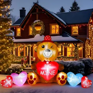 VIHOSE 10 ft Valentines Inflatables Outdoor Decorations Blow Up Bear Heart with LED Lights Valentine Decor for Romantic Wedding Patio Lawn Valentine's Day Inflatables Outside Party Supplies