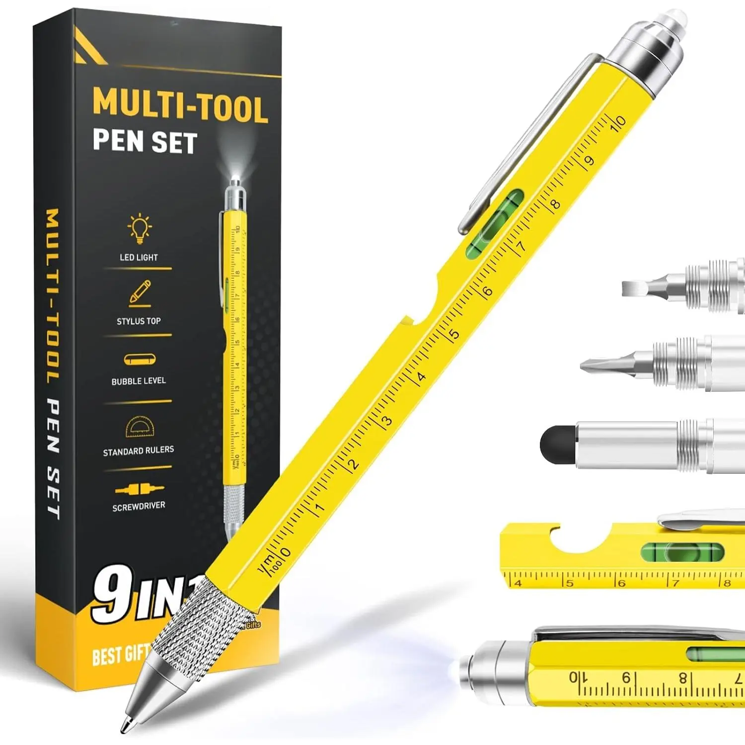 Stocking Stuffers for Adults Men Him, 9 in 1 Multitool Pen, Christmas Gifts for Men, Cool Gadgets for Mens Christmas Gifts, Birthday Gifts for Men/Dad/Boyfriend, Gifts for Men Who Have Everything