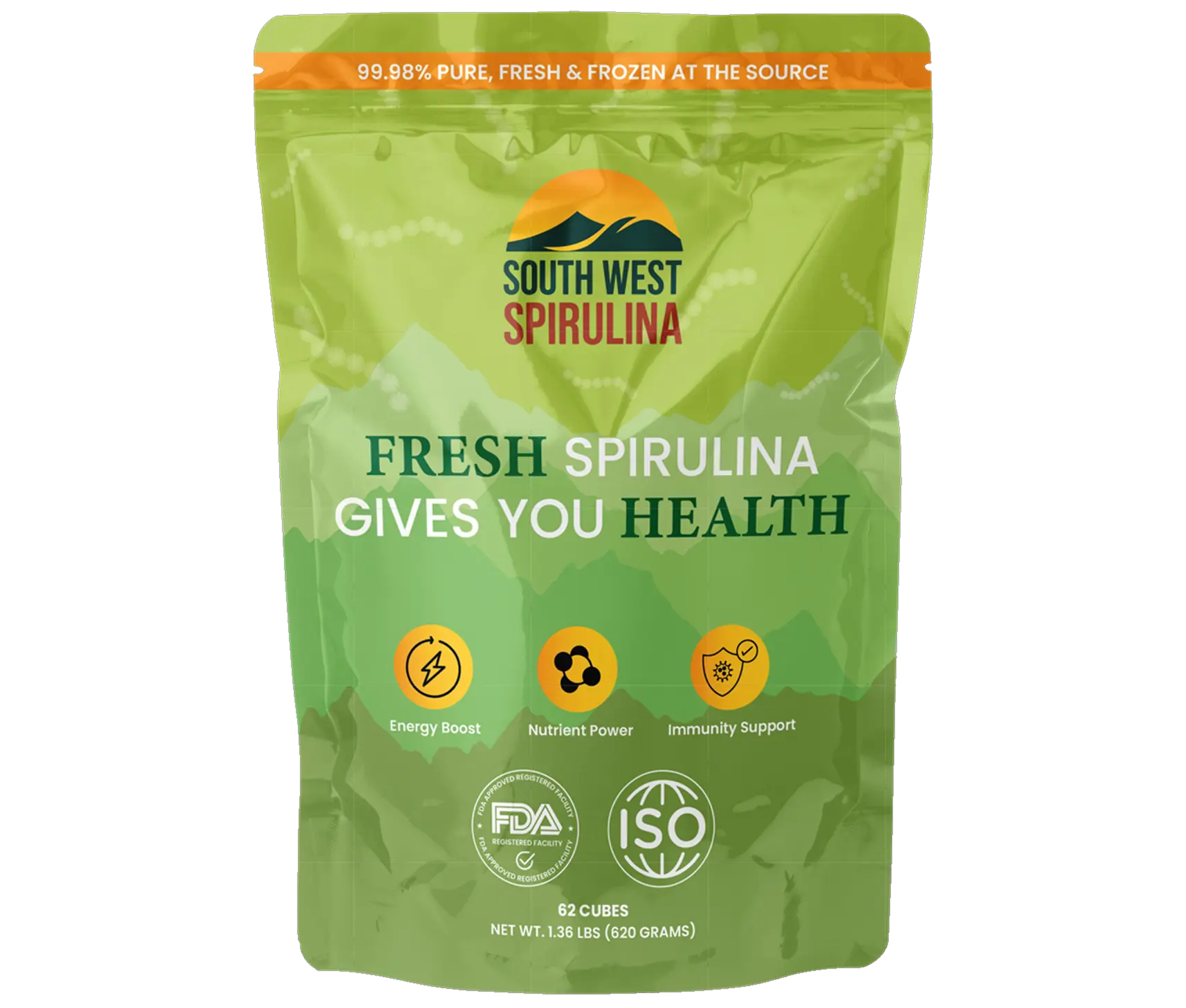 South West Fresh Frozen Spirulina 62 Cubes Rich in Protein & Antioxidants for Health Enhancement & Fitness Higher Bioavailability Potent Antioxidants Healthcare Vitamin Dietary Nutrition