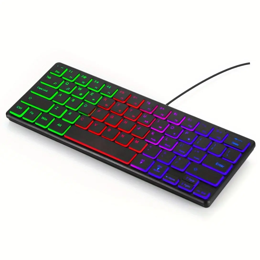 60% Wired Mini Gaming Keyboard, RGB Backlit Keyboard, USB Wired Connectivity for Enhanced Gaming & Office Setup, Compatible with PC & Laptop