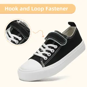 Lumubby Kids' Hook and Loop Low-Top High-Top Canvas Casual Shoes with Adjustable Strap & Lightweight Sole for School & Outdoor Activities