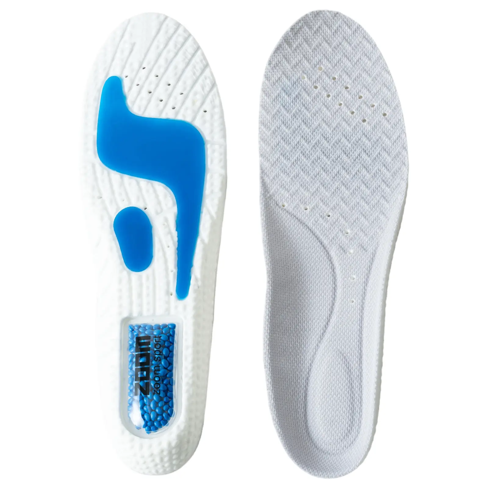 Zoom Air Sports Insoles with Popcorn Cushion - Arch Support Gel Shock Absorption Inserts for Running Workout, Breathable Moisture Wicking Shoe Insoles for Men Women, All Day Comfort Pain Relief