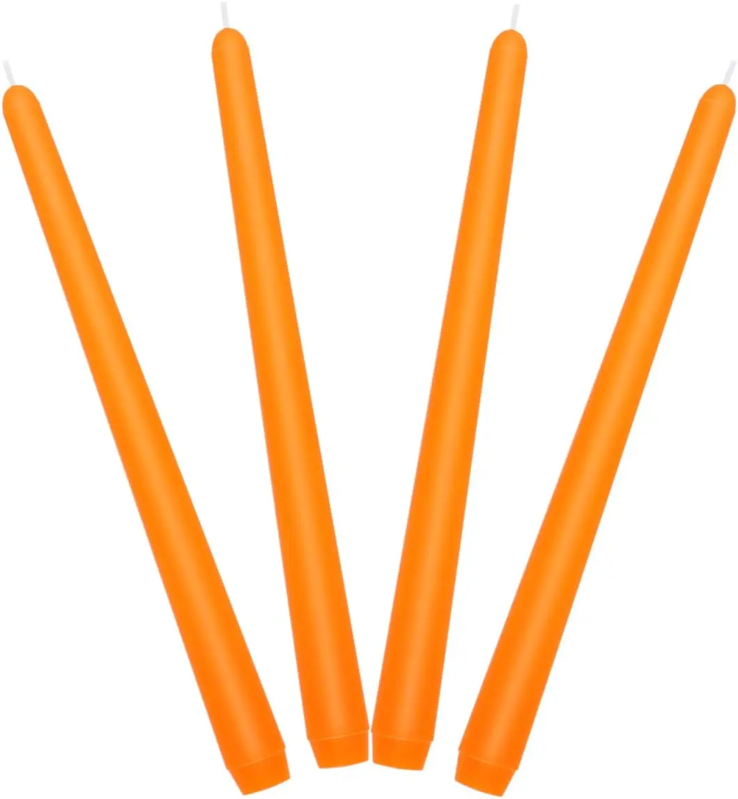 10 Inches Orange Unscented Taper Candles for Halloween, 4 count 7/8 Inch Thin Candle Sticks for Fall Harvest Thanksgiving Dinner Party  Decoration and