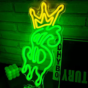 The Most Beautiful Crown Neon Light，Dollar neon sign，Holiday decoration neon lights，Create a cheerful atmosphere，Wealth Code，New Year's Wishes Lighting Glowing Colorful Festive
