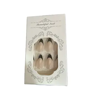 Beautiful Nails - Elegant Design with Soft Beige and Black Accents for Stylish Look