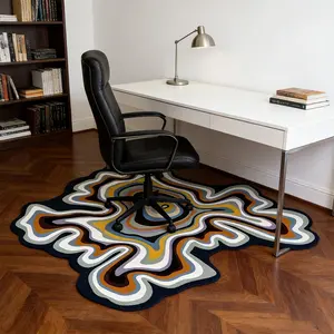 Abstract Design Computer Chair Carpet, Soft Comfortable Plush Foot Pad, Vintage Home Decor Rug, Hand Wash Only, Suitable for Living Room Bedroom