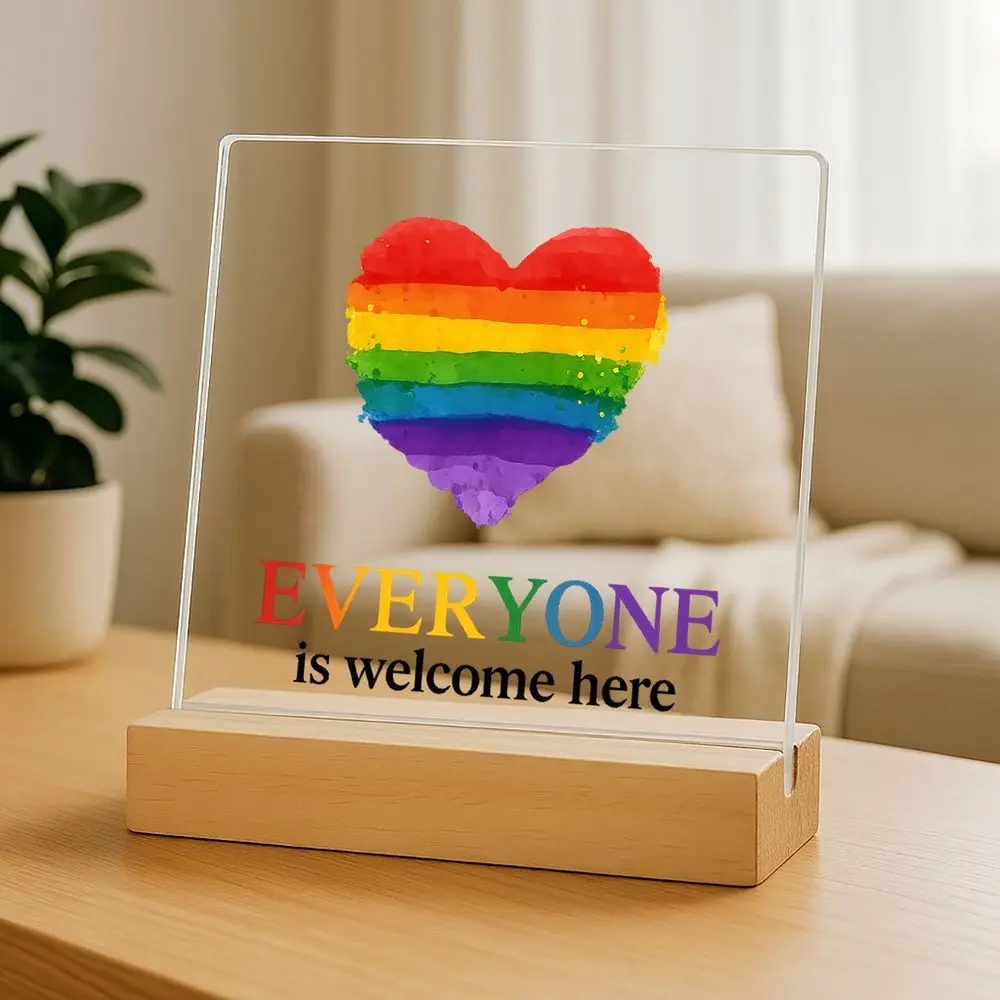 Pride Rainbow Heart Decorative Plaque, Boho Room Decor, Wall Decor for Living Room, Farmhouse Kitchen Decor, Gift for Women