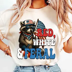 Red White and Feral Shirt,4th of July Shirt, Independence Day Tee, America Shirt, Funny USA Tee, Patriotic Shirt, Patriotic Gift Casual Daily Wear Tee For Men & Women, Apparel Made In The USA