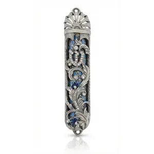 Moroccan Garden Mezuzah - Blue