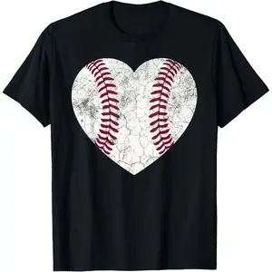 Baseball Heart Shirt Cute Mom Dad Men Women Softball Gift T-Shirt