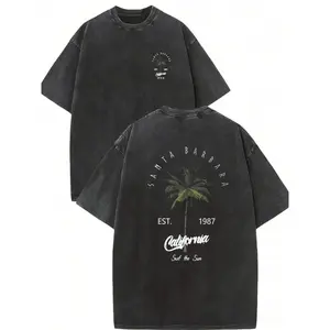 valentine shirts Men's Retro California Style Cotton T-Shirt-"Est.1989" Coconut Tree Design, Short Sleeves, Round Neck, Casual Summer Clothes, Machine Washable, Summer Casual Clothes | TiedyeT T-Shirt Back Design, Retro T-Shirt.