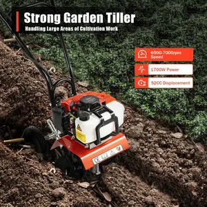 52CC Gasoline Tiller Cultivator 2 Stroke Mini Cultivator Rotovator