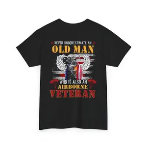Airborne Veteran T-Shirt – Never Underestimate an Old Man Paratrooper Tee | Patriotic Military Pride Apparel