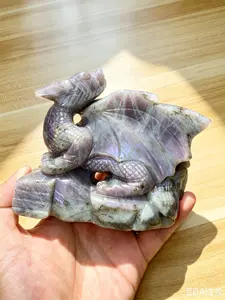 Lab Strong Purple Flash Dragon Natural Crystal Decoration - 2-Sided Purple Flash, High-Quality