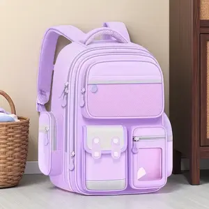 LLL Purple Cute Backpack Large Capacity Lightweight Bookbag Kawaii Casual Outdoor Daypack with Multiple Pockets and Adjustable Straps