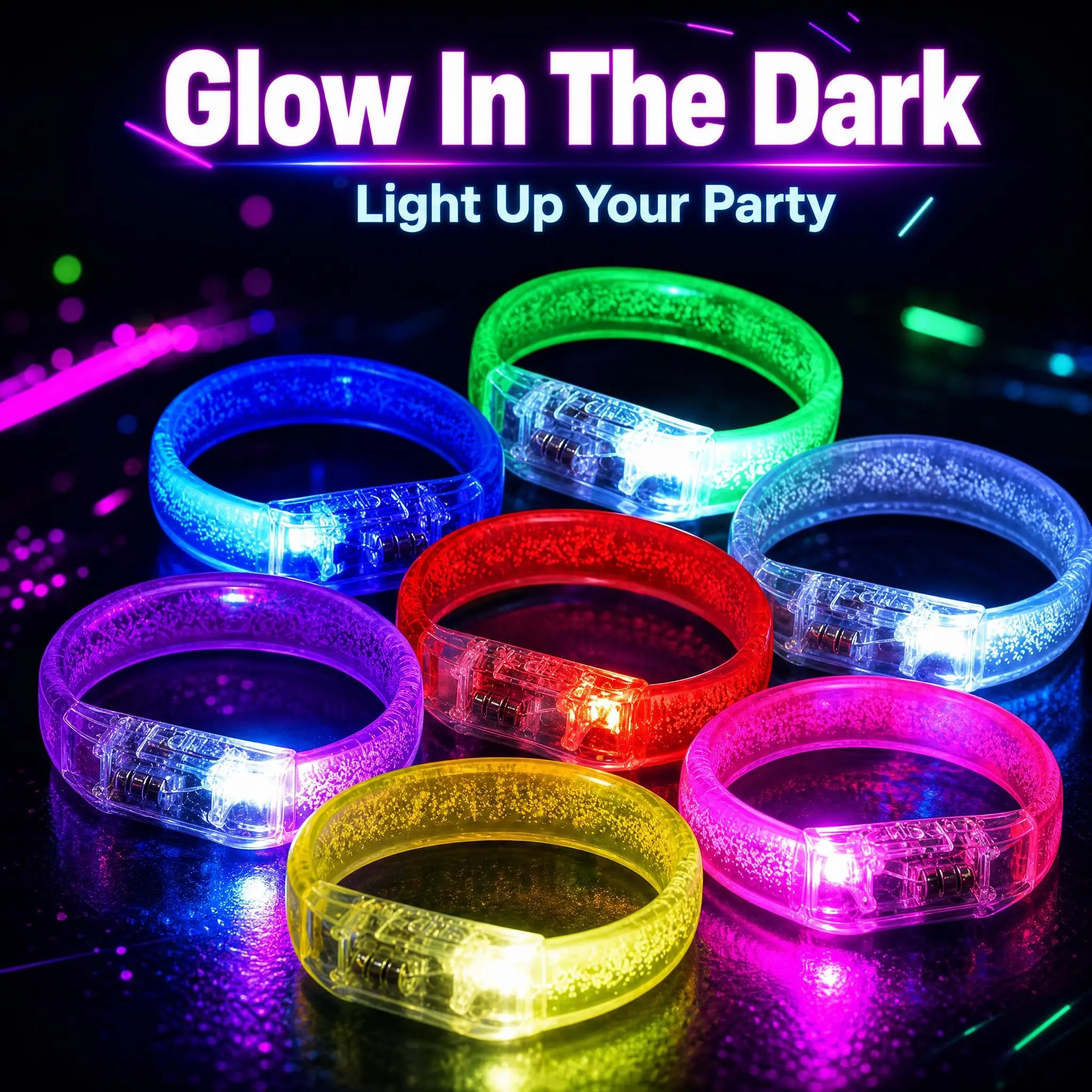 Micrency 40-Pack LED Glow Bracelets - 3 Flashing Modes, Festive Party Supplies for Glow-in-the-Dark Events,home decor