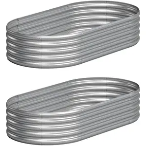 2 count 4x2x1FT Galvanized Raised Garden Bed Kit,Vegetable Boxes-Oval Metal Flower Box,Large Planter Raised Beds Outdoor Garden for Planting,Fruit,-