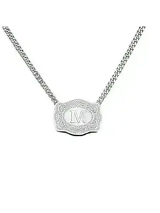Necklace 26 English Letters Belt Buckle Necklace Embossed Copper Necklace Belt Buckle Shape Necklace Gift for Men and Women