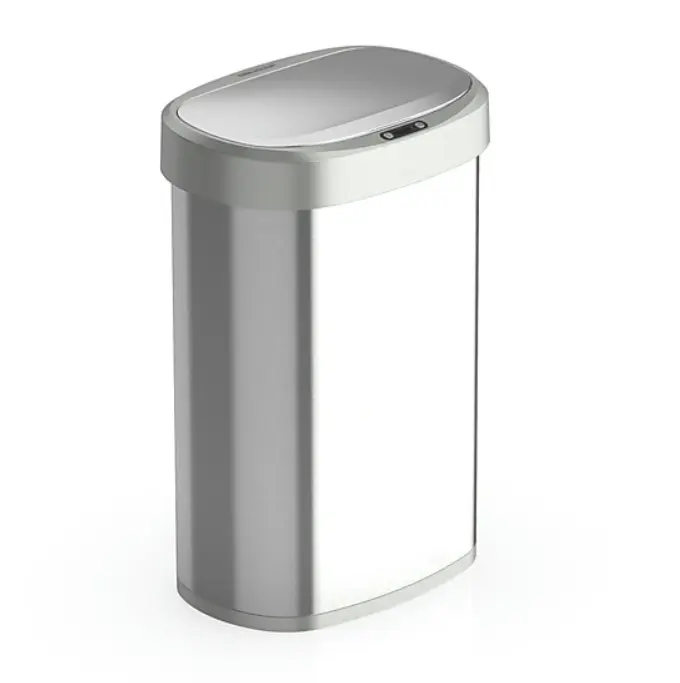 Ninestars Oval 13-Gallon Stainless Steel Motion Sensor Trash Can