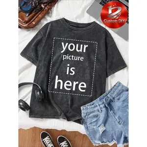Local Delivery, Customizable Pattern Tops, Short-sleeved Shirts, Printable Patterns, Self-designed Photos, Men's and Women's Trendy Styles, High Quality, Thickened, Heavy 230g, Washed, Street Style T-shirts. Customized