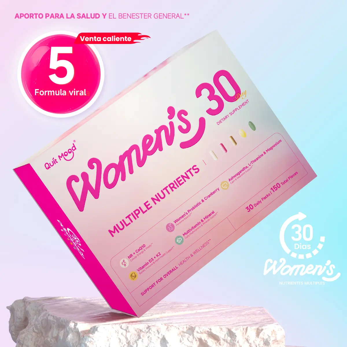 Women's 30+ Vitapa | Multivitamin, Stress & Bone Support, Skin & Women's Health Support, Anti-aging | Cranberry, Probiotics, D3K2, NAD+ | 5-in-1, 30 Count, Daily Wellness Pack Healthcare Dietary,Vitapack Fitness, Ashwagandha For Women, Healthy Choice