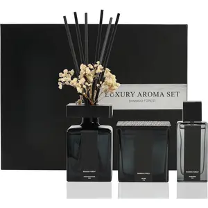 Luxury Aroma  Set |  Forest - Reed Diffuser (200ml),  Wick Soy Candle (200g), Room  (50ml) | Includes Dried  & 8 Reeds | Luxurious   for  Decor & Gifts