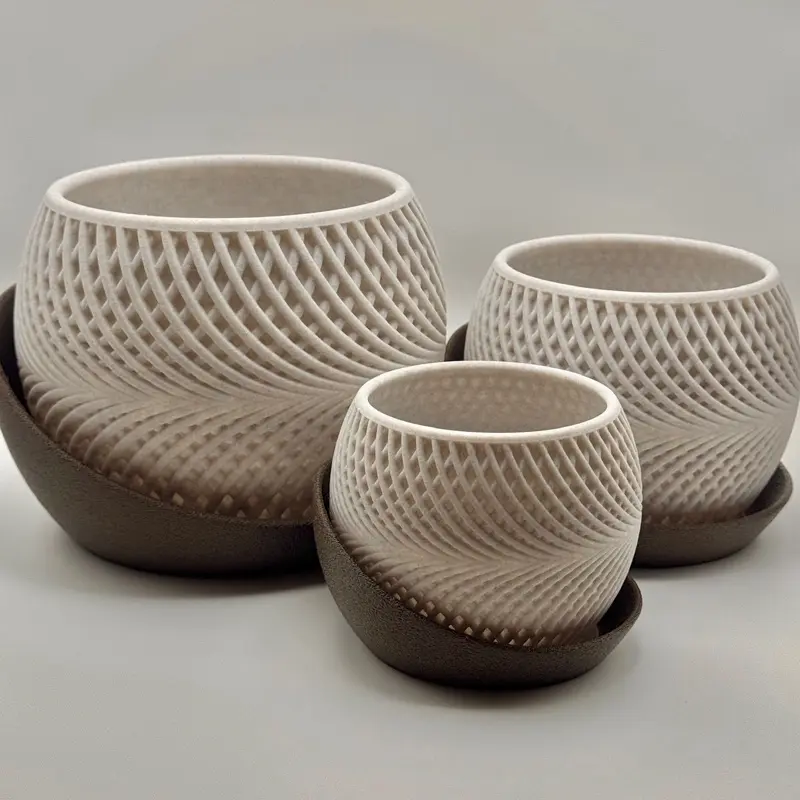 DRIFT Planter with Drip Tray - Modern 3D Printed Pot for Succulents, Cacti, and Small Plants, 4-Inch with Drainage for Indoor Use