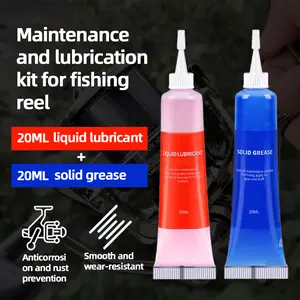 Fishing Reel Maintenance Kit - 20ML Reel Oil + 20ML Solid Grease, Anti-Corrosion Rust Prevention Wear-Resistant Care Kit for Spinning & Baitcasting Reels, Bearings, Gears, Shafts