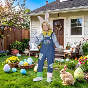 Easter Egg Cartoon Plush Rabbit Animal Doll Show Costume Forest Stage Show One Piece Suit Halloween Party Carnival Costume Dress Up